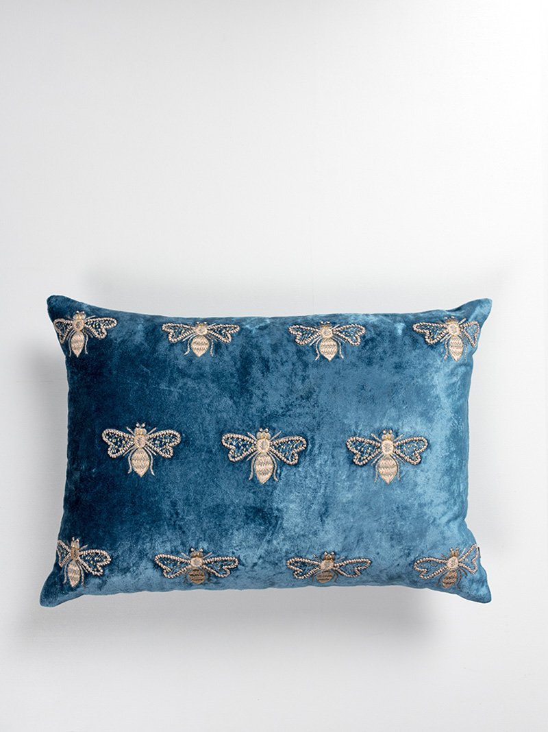 Bumble Bee Cushion Cover Blue